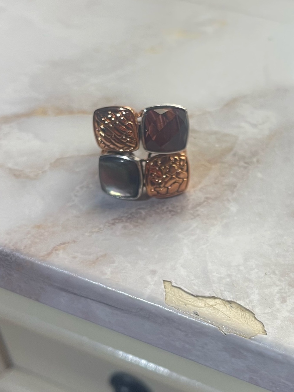 Clyde Duneier mixed-texture cushion cluster ring size 6